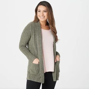 BAREFOOT DREAMS olive green CozyChic Cable Cardi sweater XS
